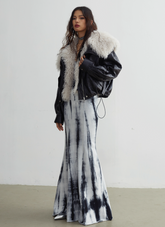 Siberian-Style Faux Leather Fur Collar Jacket